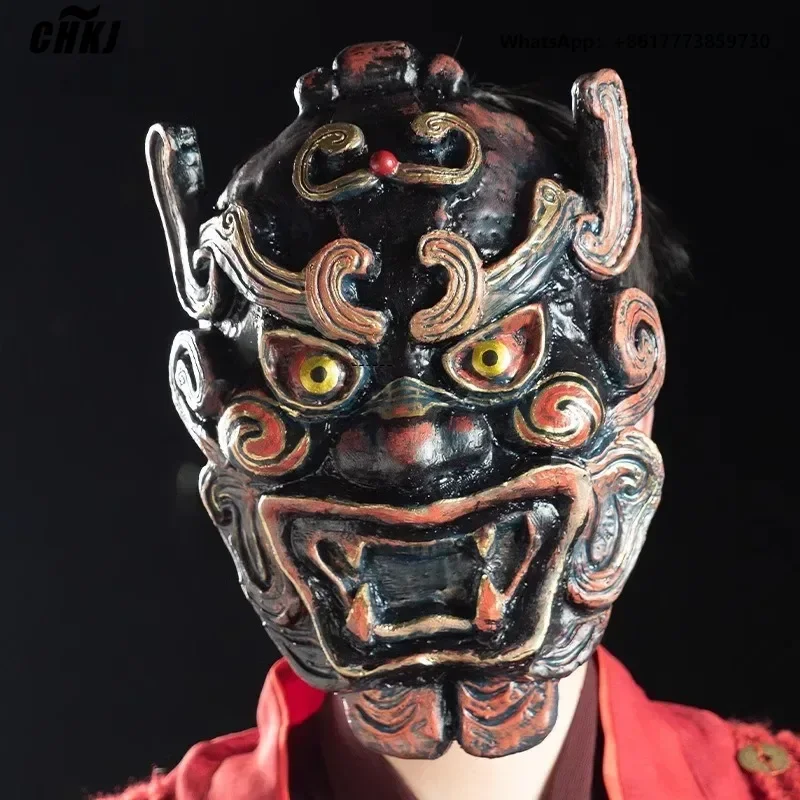 

CHKJ Halloween cos ancient apotheosis story Lei Zhenzi ball carnival party dress up resin craft Nuo play mask