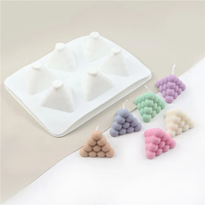 6 Even Candle Mold Pyramid Cube Mousse Cake Silicone Mold DIY Magic Ball Aromatherapy Soap Candle Making Molds