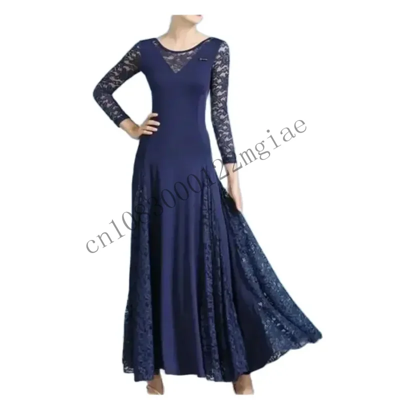 1 pcs/lot sexy lace for women long sleeves Waltz tango dance dresses standard ballroom dress cmm221