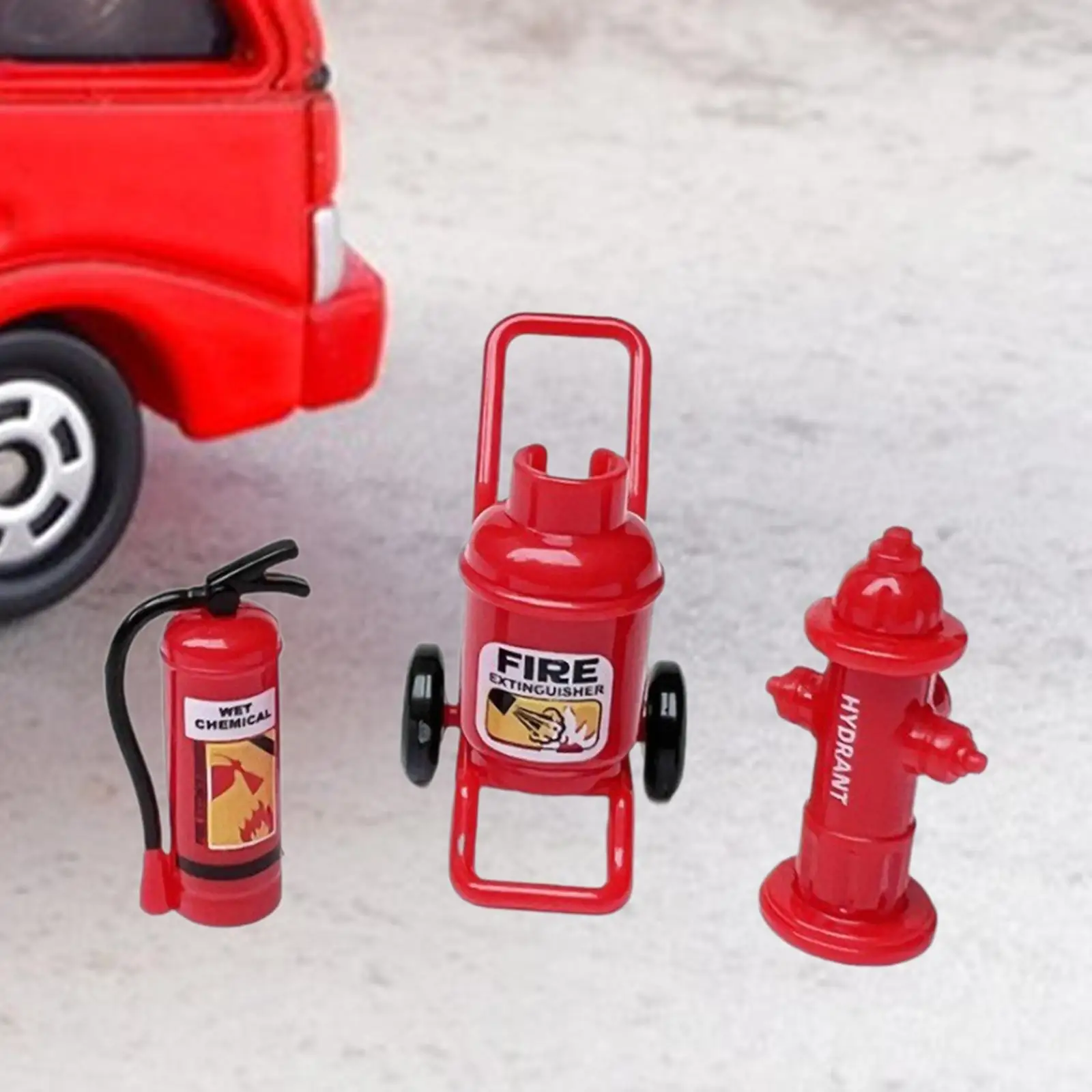 Accesorios de fuego para casa de muñecas, Dioramas, Mini bombero, decoración, 1:12, 3 piezas