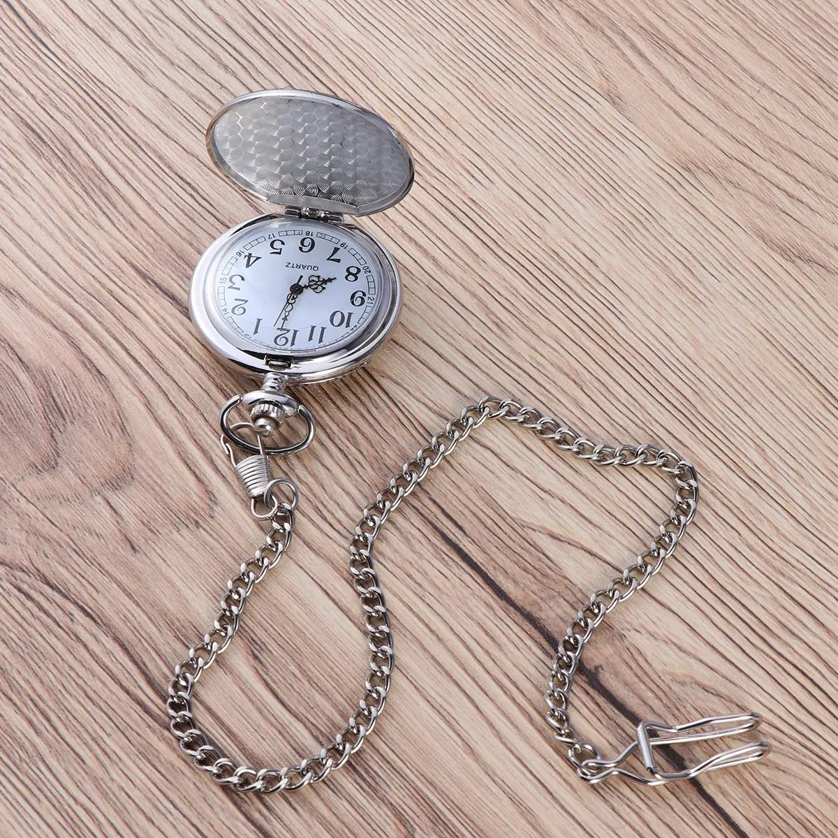 

Vintage Mechanical Men'S Pocket Watch Stainless White Dial Arabic Numbers Removable Chain Retro Pocketwatch