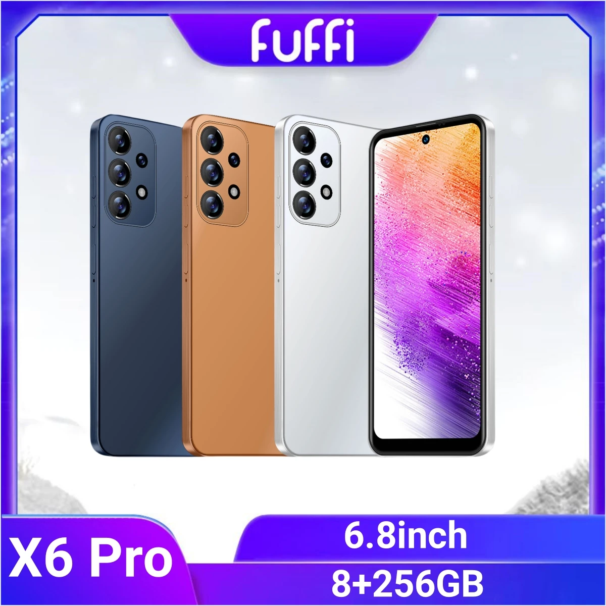 FUFFI-X6 Pro,Smartphone Android,6.8 inch,8+256GB ROM,Mobile phones 6800mah Battery,Dual SIM,Google Play Store Cell phones