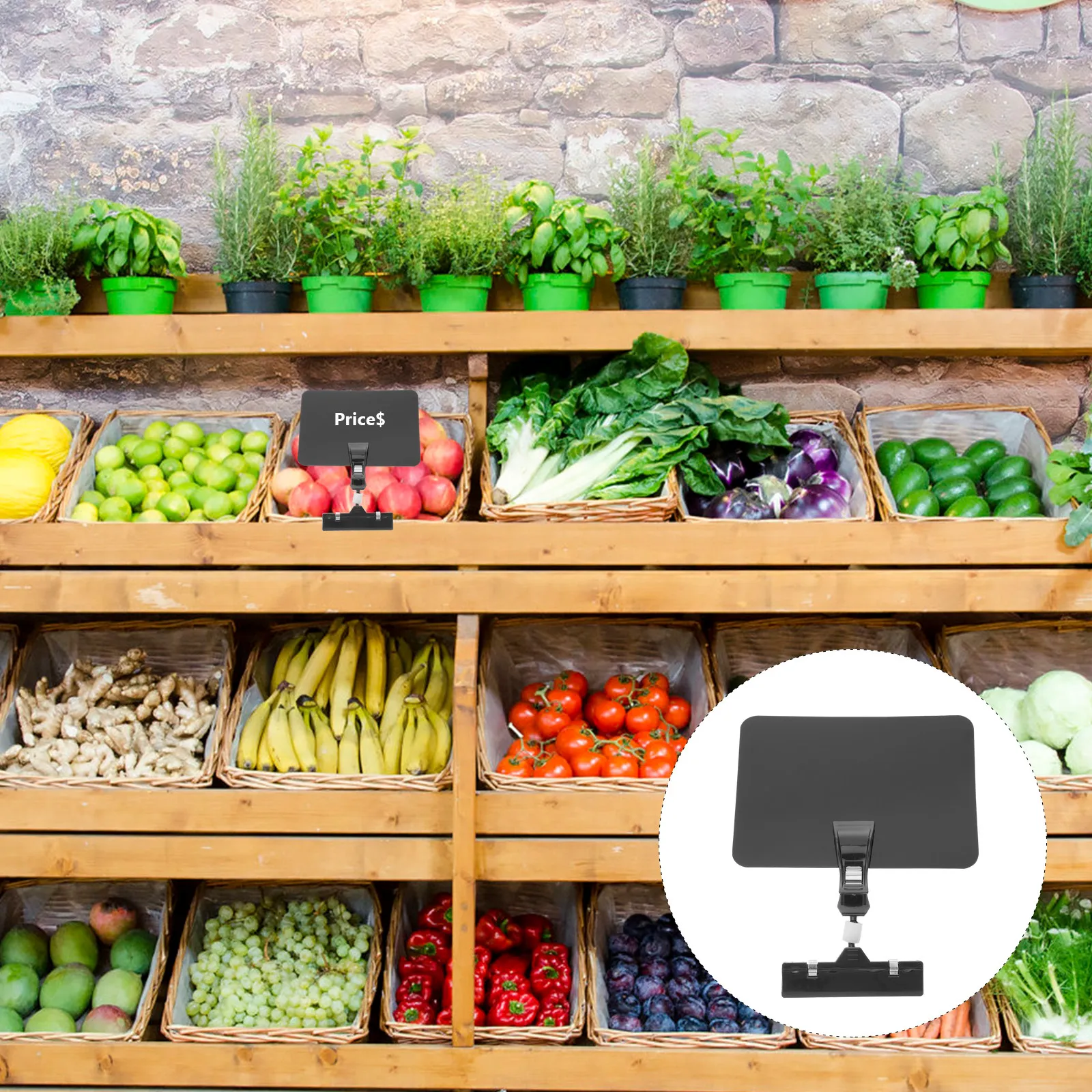 

6Sets Reusable Chalkboard Sign Holders Waterproof Clip on Price Labels for Retail Store Vegetable Bread Nut Display Labeling