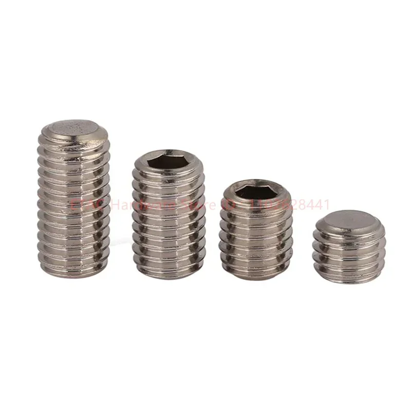 DIN913 304 Stainless Steel Allen Head Hex Hexagon Socket Flat Point End Grub Bolt Set Screw M1.6 M2 M2.5 M3 M4 M5 M6 M8 - M16