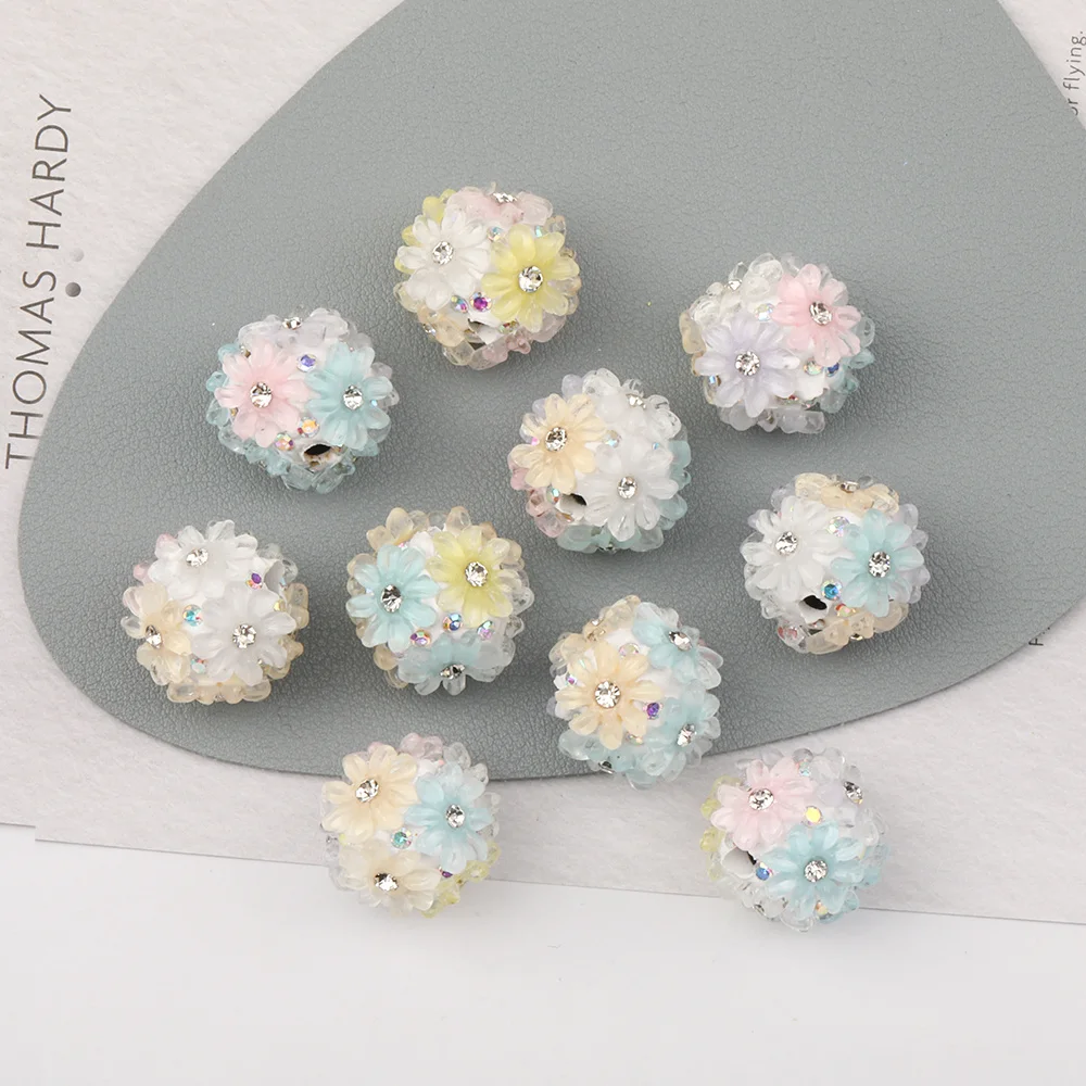 

Cordial Design 50Pcs 18*18MM Polymer Clay Bead/Hand Made/Jewelry Findings & Components/Rhinestone Effect/Flower Shape/DIY Bead