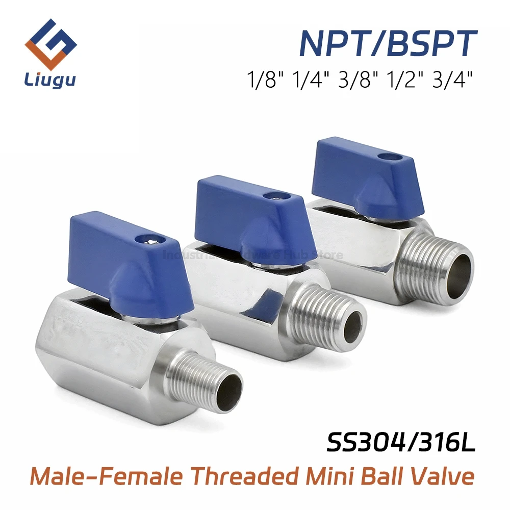 Mini Ball Valve 304/316L Stainless Steel, 1/8