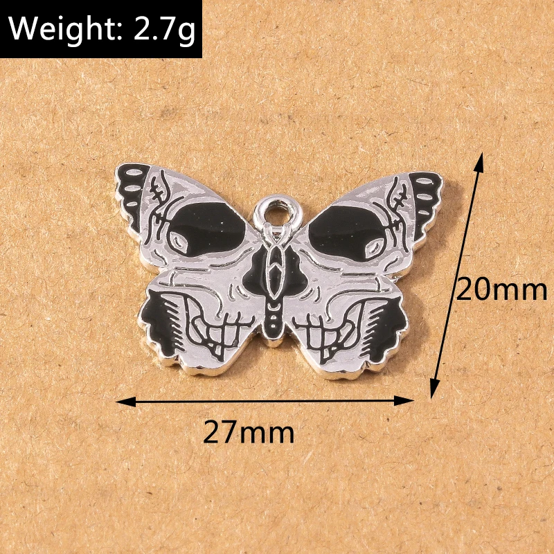10 teile/los halloween schmetterling schädel bezaubert fledermaus anhänger für schmuck herstellung halskette ohrringe diy halloween geschenk zubehör – Detail 5