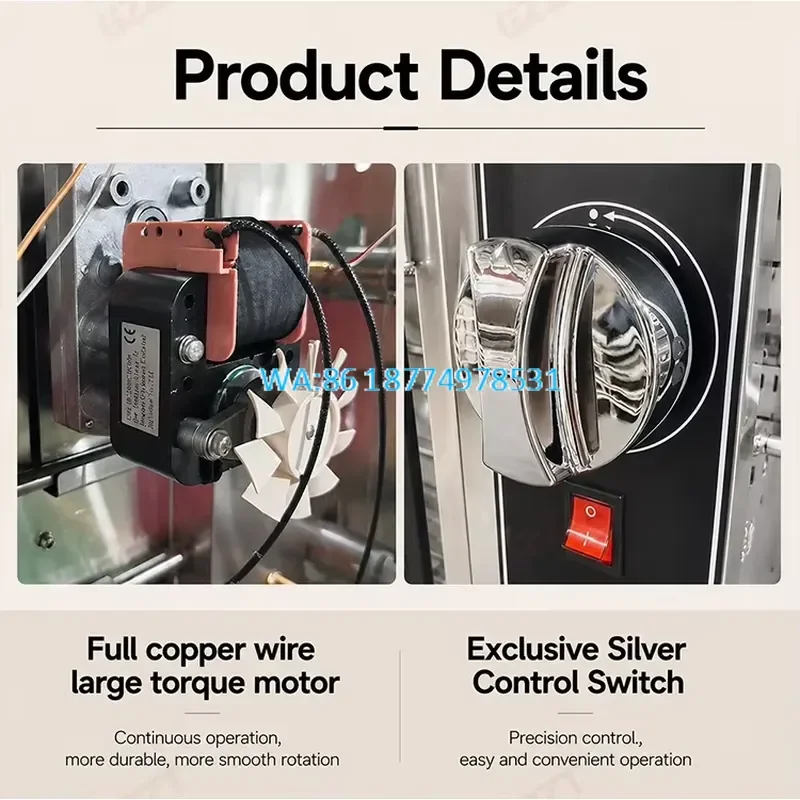 Wmwmnu for Independent Control Commercial Stainless Steel Rotisserie Oven 9 Rods Chicken LPG NG Gas Heating Rotisserie Oven