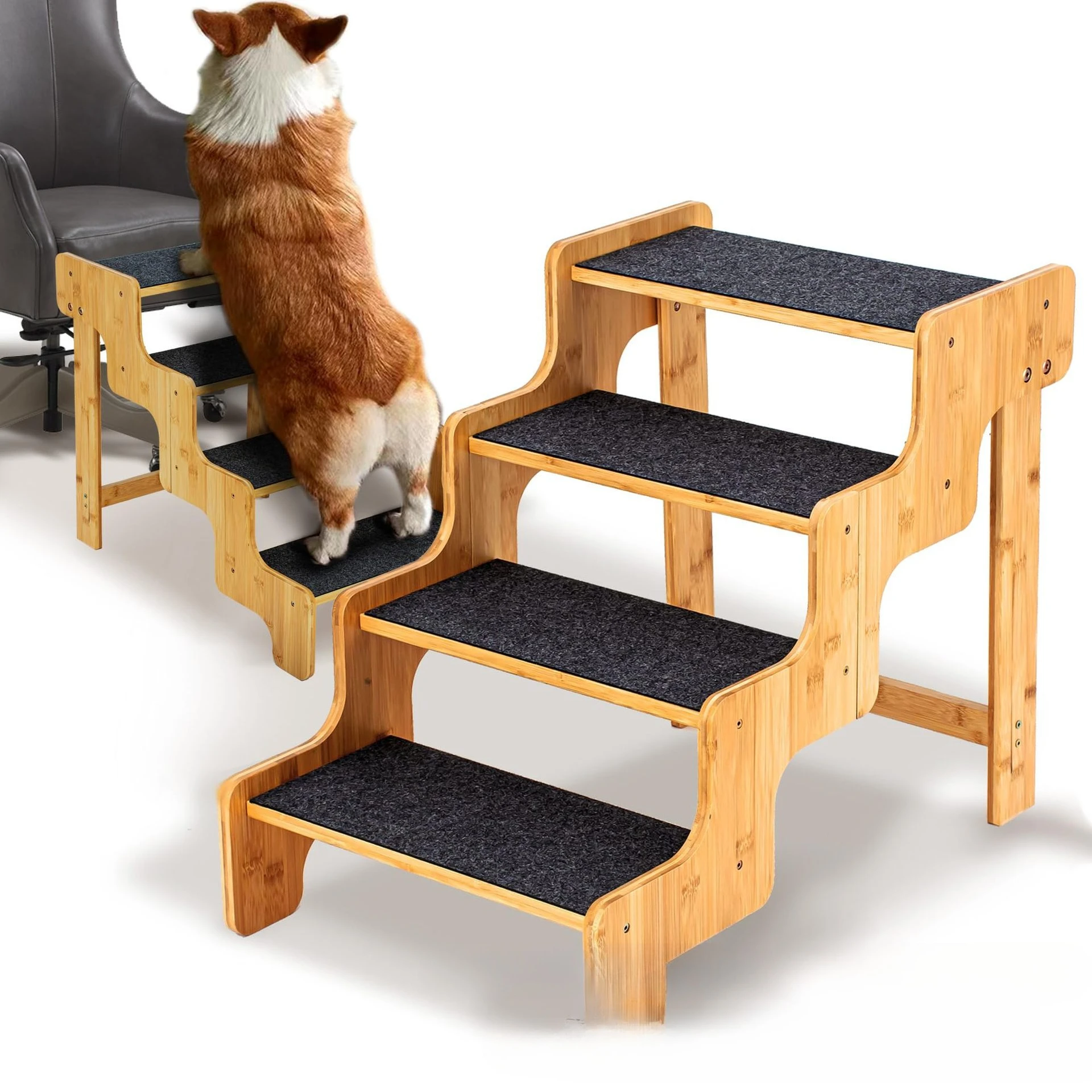 

Wooden Dog Large Bamboo Dog Stairs Elderly Wooden Pet Stairs Cat Tree Tower Rascador Gato