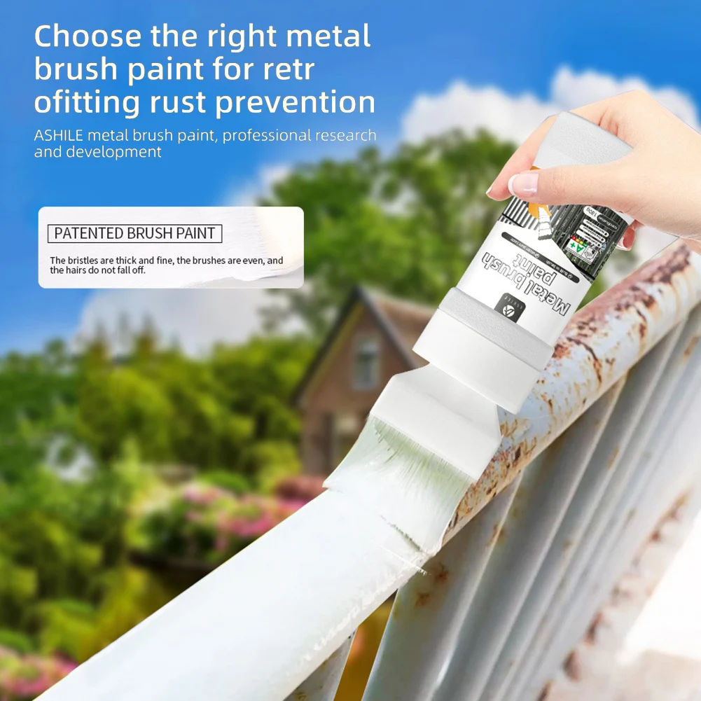 180g Metal Anti-Rust Paint,2 In 1 Metal Paint Rust Coventer Built In Brush Water-Based Quick-Dry Rust-Preventive Coatings