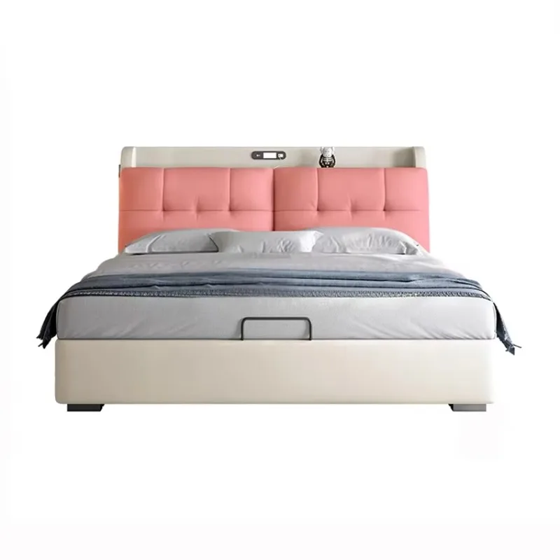 

For Modern Multifunctional LED Bedroom Bed Guangdong Up-Holstered Large Storage Space Adjustable Reclining Features Bed
