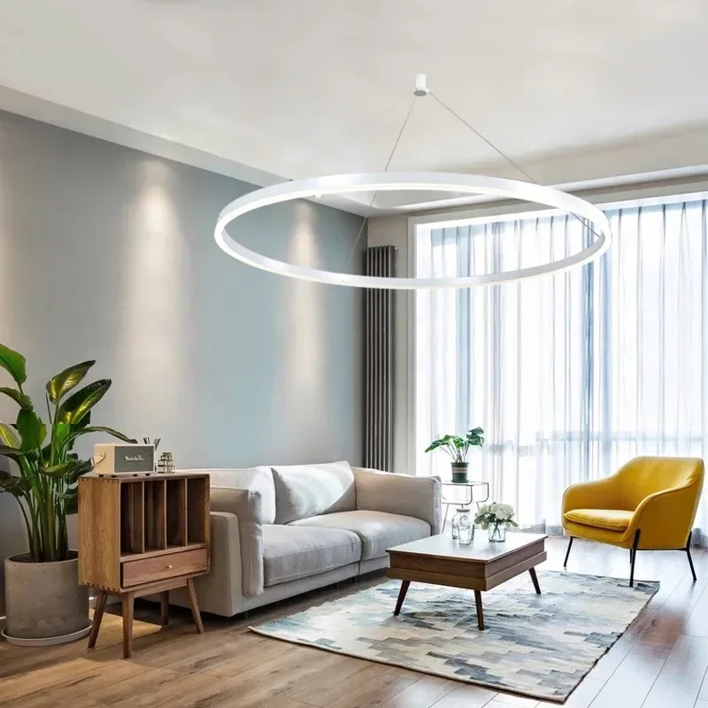 دائري حلقة واحدة الثريا مطعم المعيشة الثريا الحديثة بسيطة LED ضوء غرفة القراءة فندق قاعة حلقة الإضاءة #6