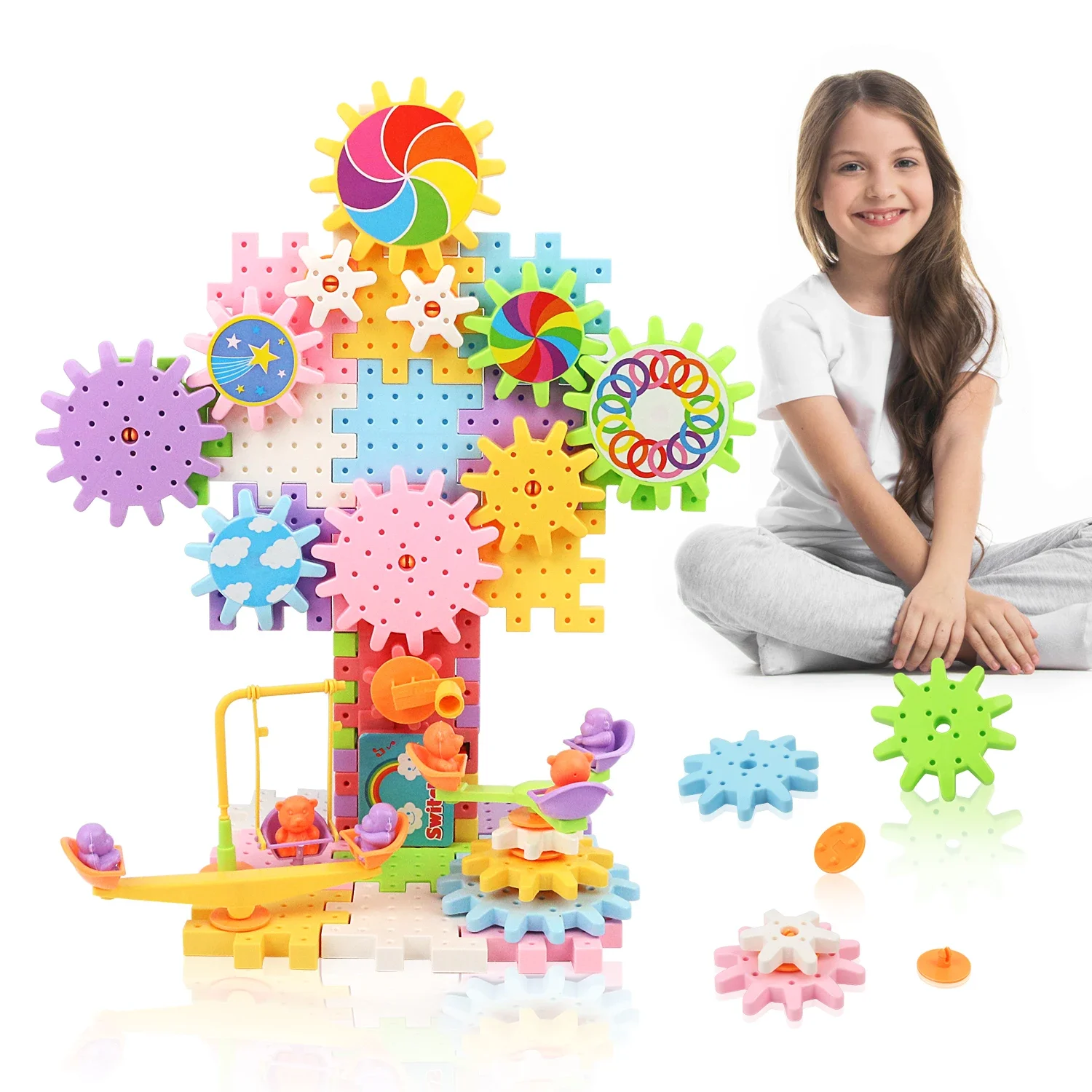 83PCS Electric Building Blocks Colored Plastic Children Puzzle Toys 3-6 Years Old House Assembly Insertion Kids Birthday Gift