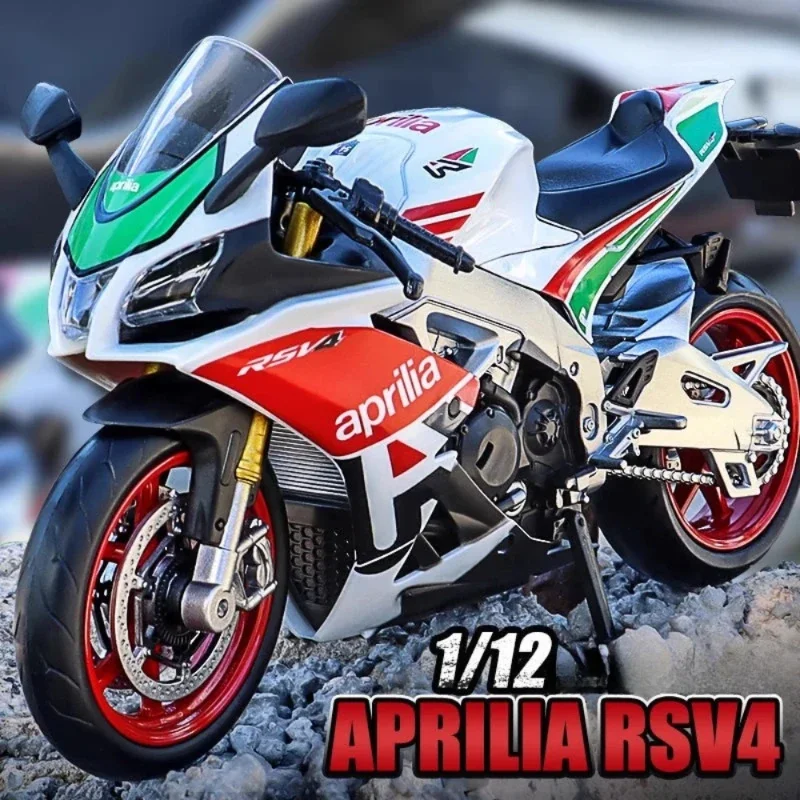 Schaal 1:12 Aprilia RSV4 RR1000 Motorfiets Model Speelgoed Legering Diecast Schokabsorptie Gratis Wielen Motor Modellen Jongens Gift Kerst