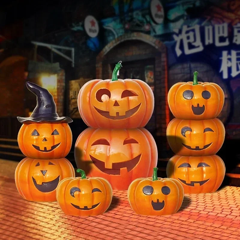 Halloween thanksgiving day decoration lighting fiberglass pumpkin statue event party decoration