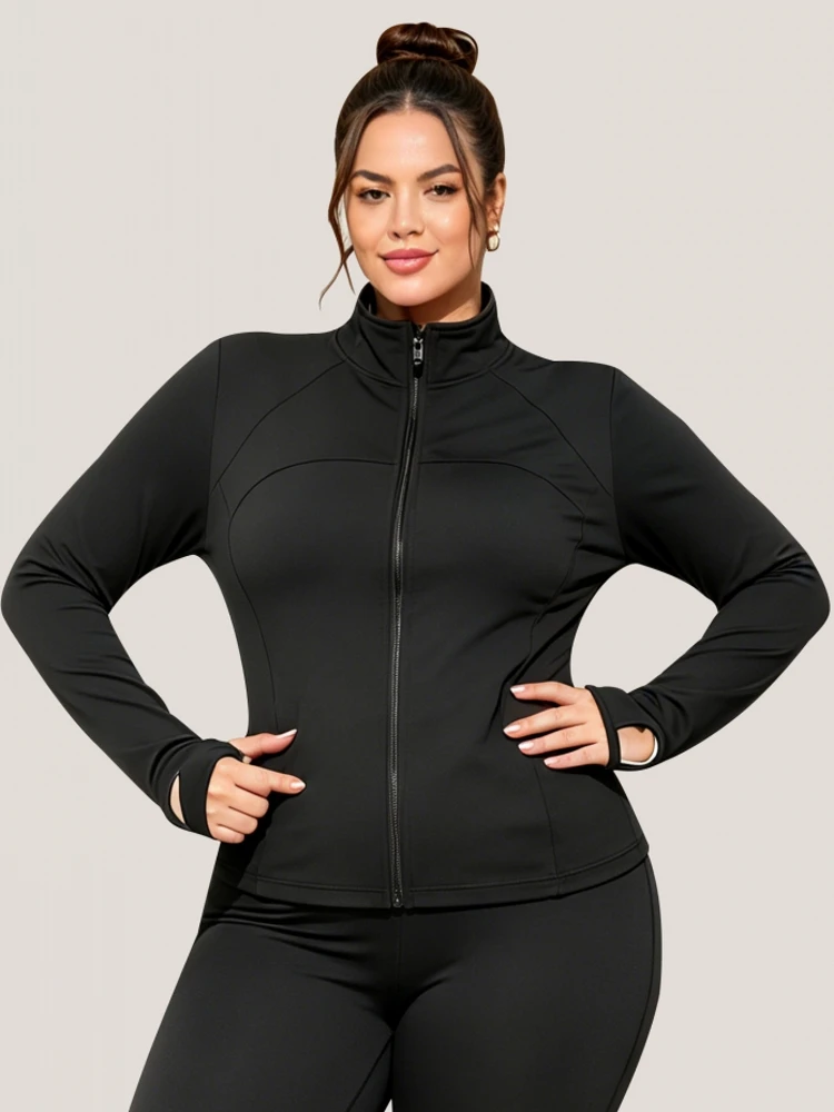XL-5XL Plus Size Sun Quick Drying Sports Coat Women Tight Top Yoga Jacket Long Sleeve Zipper Jacket Running Fitness Woman Jacket