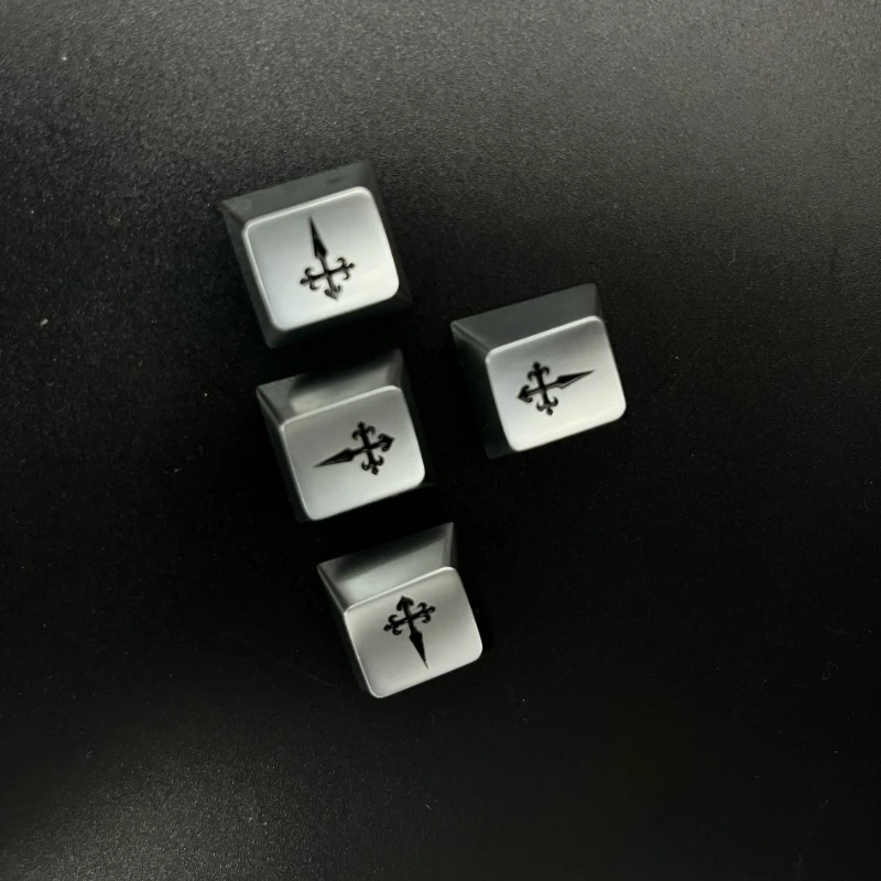Silver Minimalist Style Keycaps Set 4pcs Custom Metal Material Cherry Profile Keyboard Cap for Mechanical Keyboard Accessories