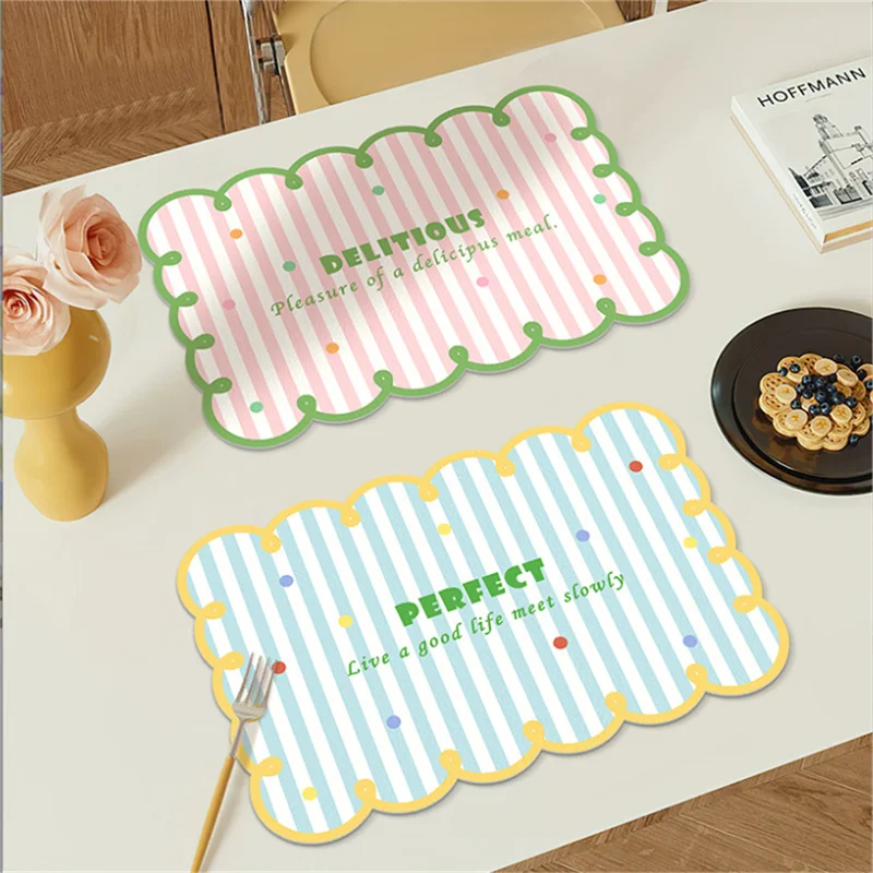 30x45CM Colorful Checkered PU Leather Placemat Anti-Slip Heat-Resistant Dining Table Mat Home Insulation Pad