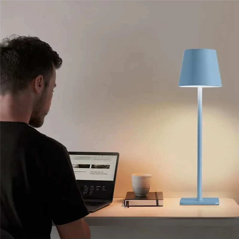 

CQMF-For Bedroom Hotel Restaurant Waterproof Table Lamp USB Rechargeable Table Lamp Blue