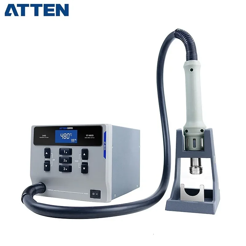 Hot Products ATTEN Repair Digital Adjustable Electric Soldering Iron Desoldering Hot Air Smd BGA Rework Soldering Station