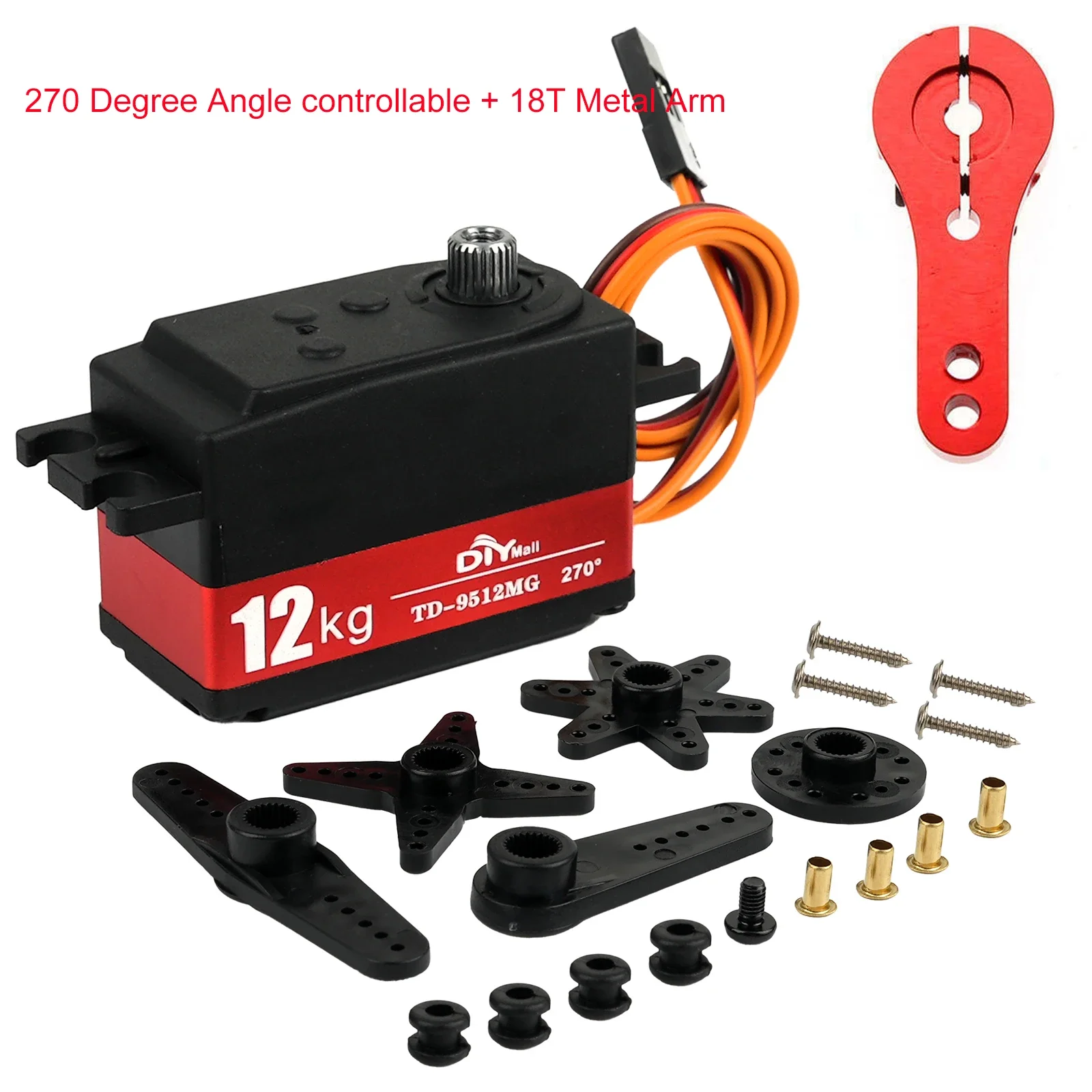12 kg digitales Servo TD-9512MG halbmetall 4,8 V-7,4 V Lenkgetriebe 180/270/360 Grad für RC-Car 1:8 1:10 Drift Cars Flat Runner