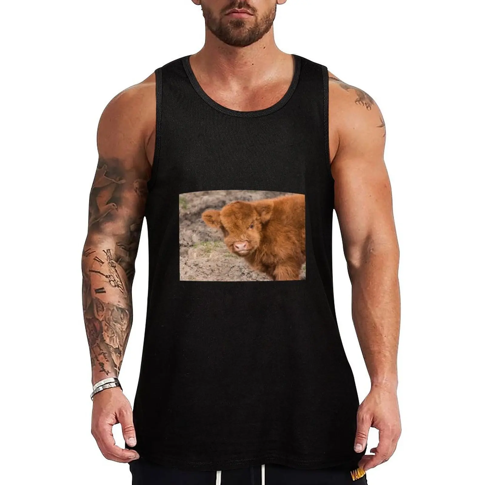 

Scottish Highland baby coo Tank Top bodybuilding gym accessories man gym t shirt men anime top