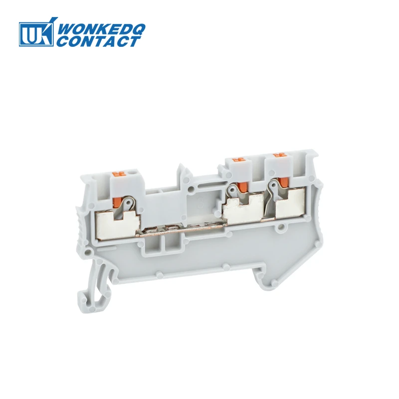 10 Stuks PT1.5-TW Pt 1.5-Tw Push-In Twin 3-geleider Doorvoer Strip Draad Elektrische Connector Din Rail Terminal Blok Pt 1.5tw