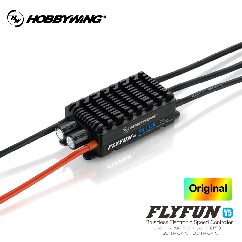 Original Hobbywing FlyFun V5 Brushless Electronic Speed Controller ESC 20A 30A 80A 110A 120A 130A Soft Start-ups Reverse Brake