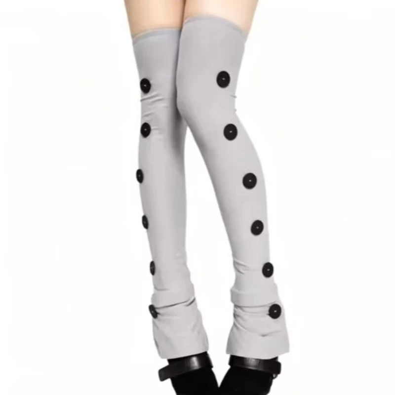 Ins Style Sweet Simple Cute Elegant Button Decorated Mid-Calf Socks Retro High Street Trendy Mid-Calf Socks Women's Clothes Emo