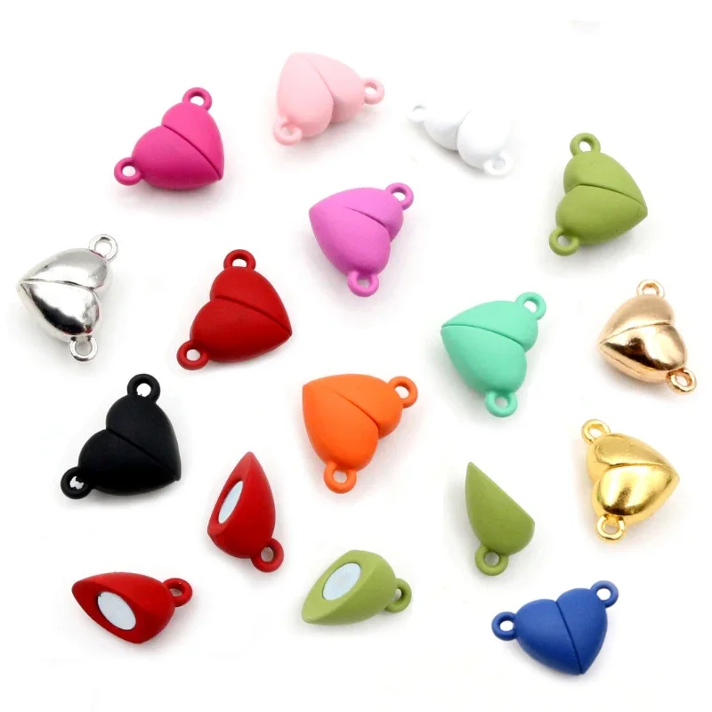 5 Sets Love Heart Round Shaped Magnetic Connected Clasps Beads Charms End Caps for DIY Couple Bracelet Necklace Making image 5