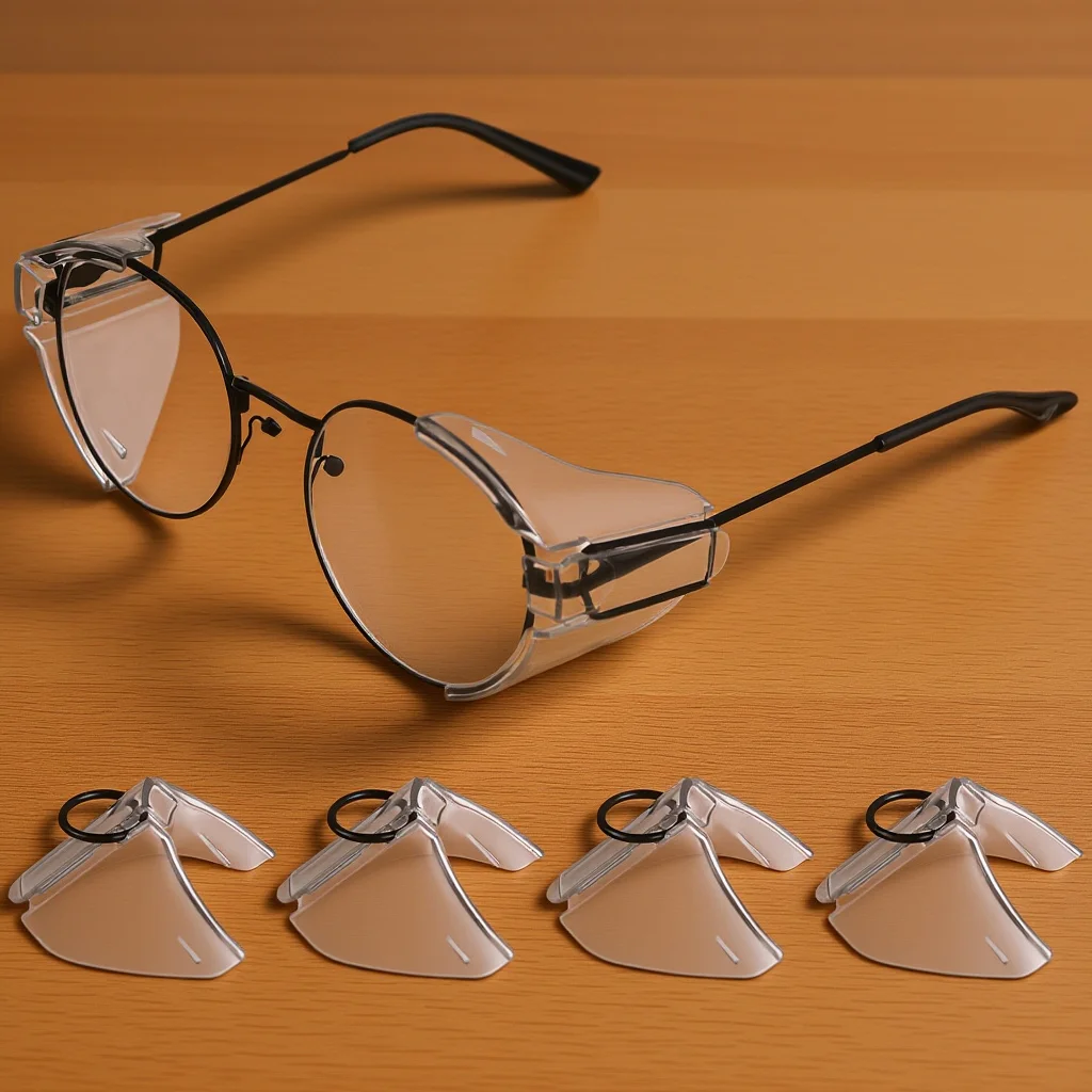 زوجان من النظارات ذات الدرع الجانبي للكمبيوتر الشخصي، أوراق واقية ناعمة بمشبك على نظارات السلامة، واقيات جانبية للنظارات الشمسية الواقية