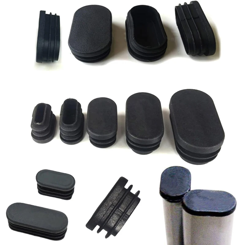 100Pcs Oval Tube Plug Foot Pad Blanking End Cap Non-slip Table Foot Dust Cover Chair Leg Sock Floor Protector Pad Furniture Part