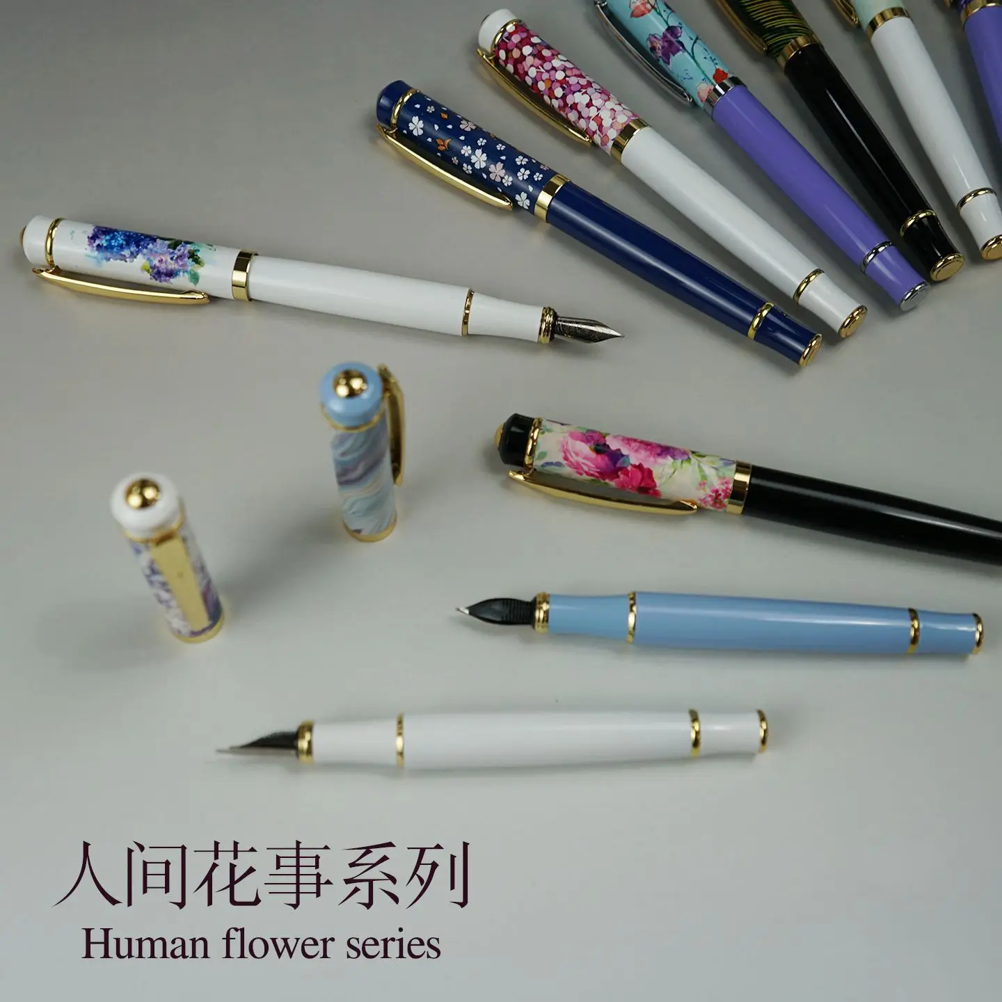 

Human Floral Series Enamel-colored Metal Fountain Pen Calligraphy Pen
