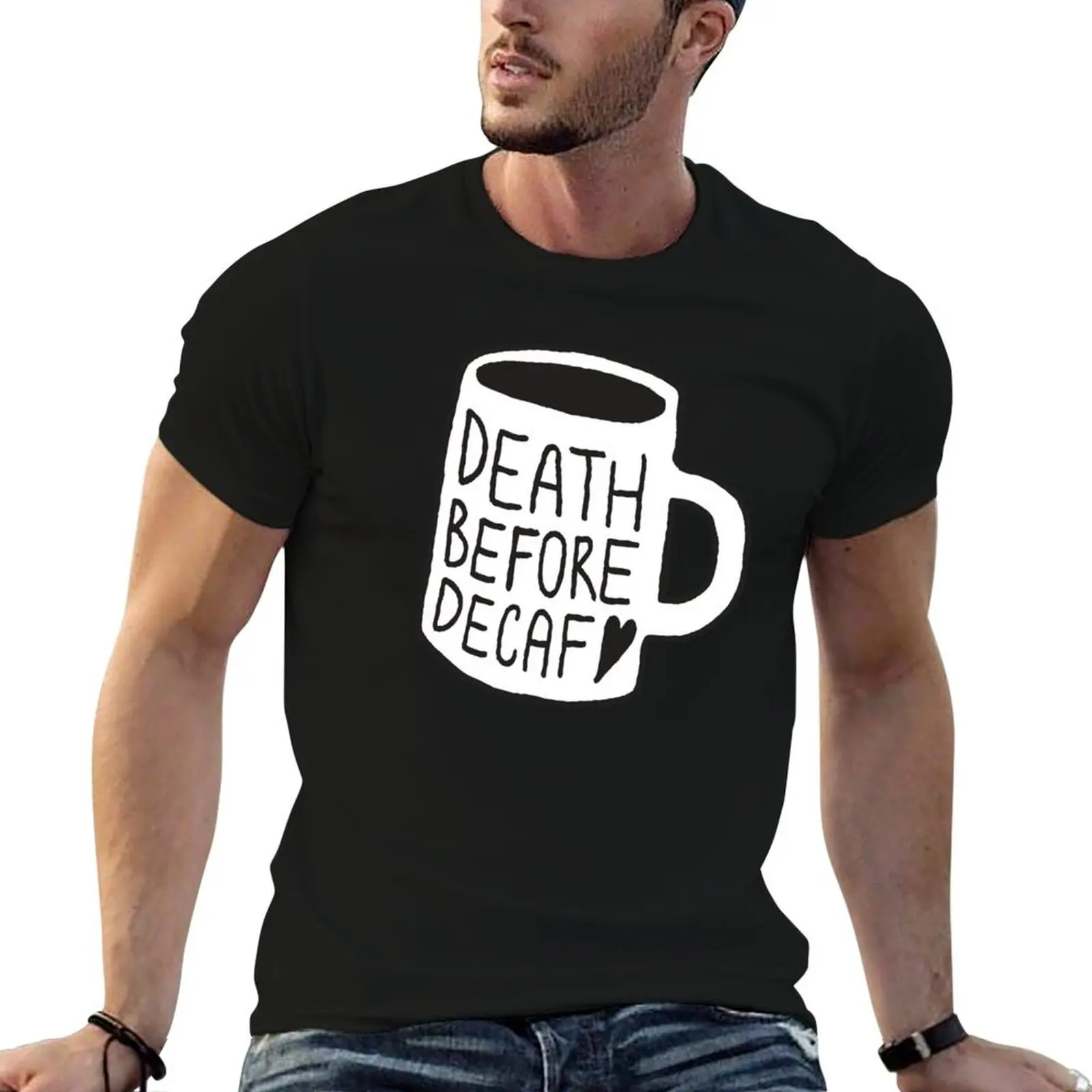 Death Before Decaf T-Shirt plus sizes summer top t shirt men 100℅ cotton