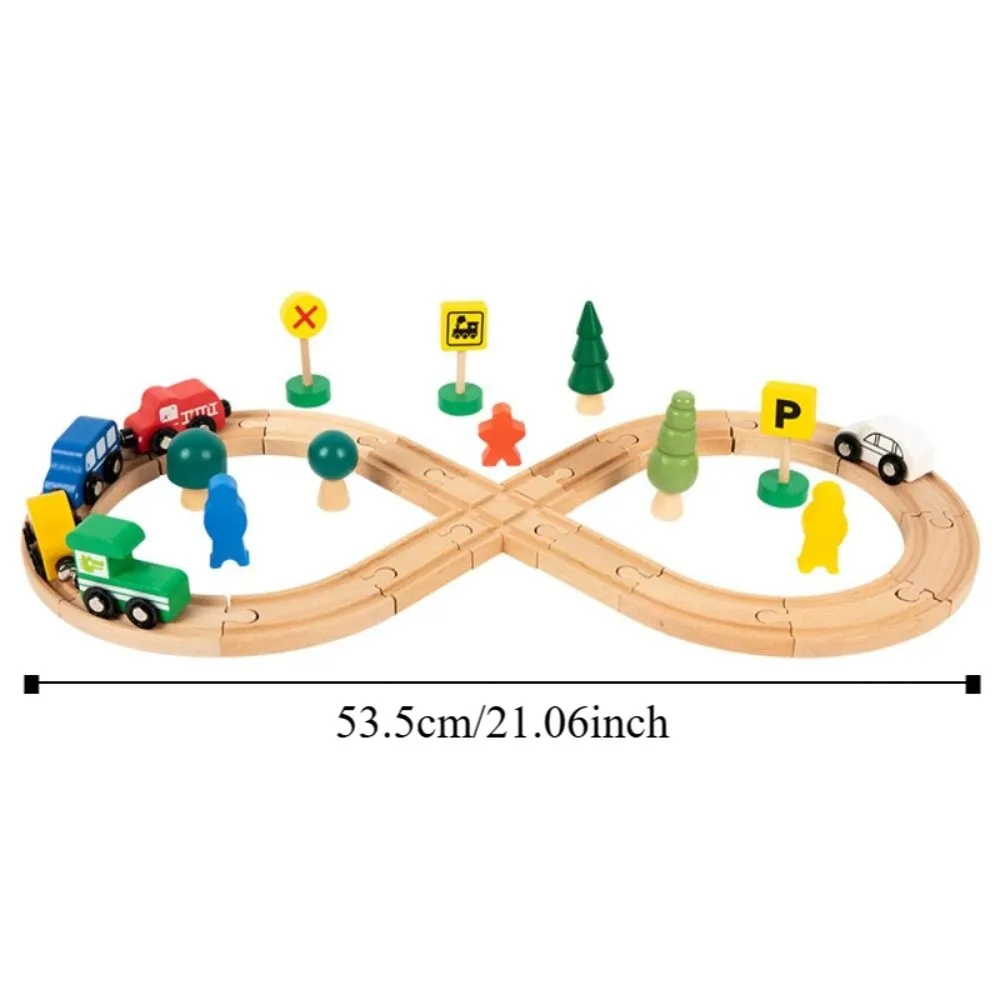 Treno in legno per bambini a forma di 8 Assemblaggio fai-da-te Educazione precoce Formazione del pensiero Pista del treno Giocattolo Puzzle Luce di segnalazione