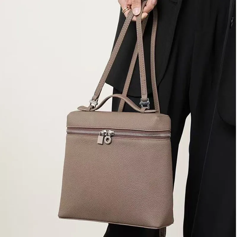 2026 new leather fashionable versatile handbag travel commuting solid color large capacity backpack