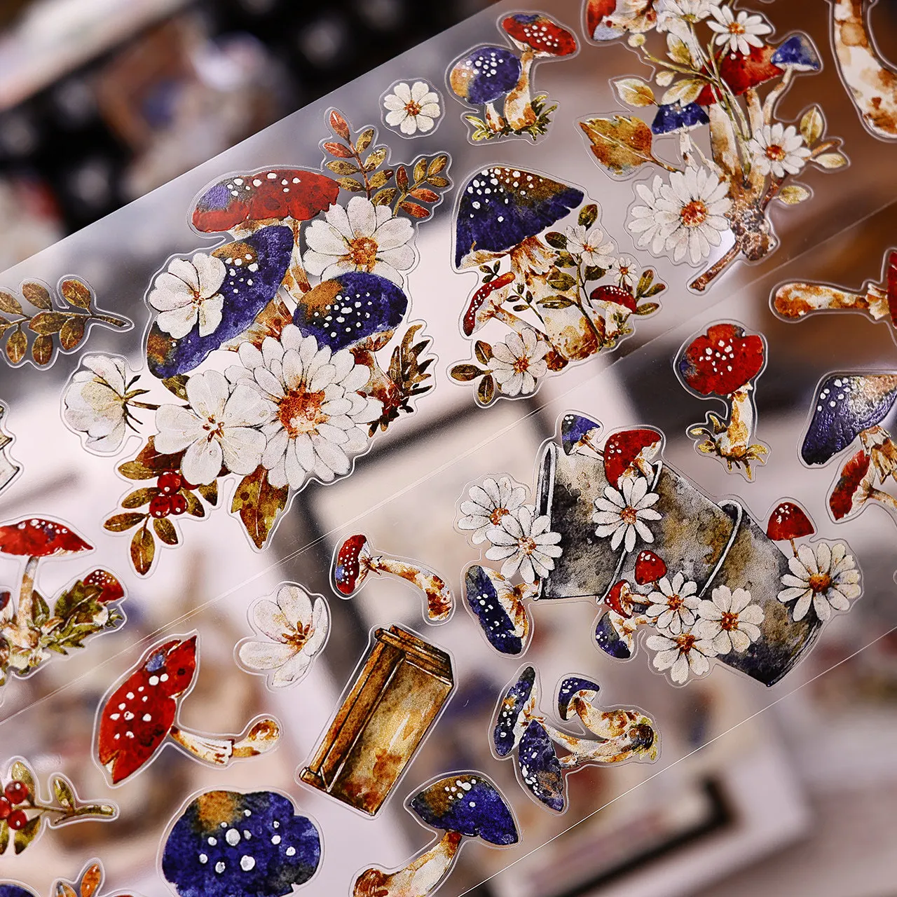 

Новая декоративная лента XBJ Mushroom Matter Daisy из ПЭТ-пленки с блестящим эффектом, вырезанная по контуру, винтажная, для дневников