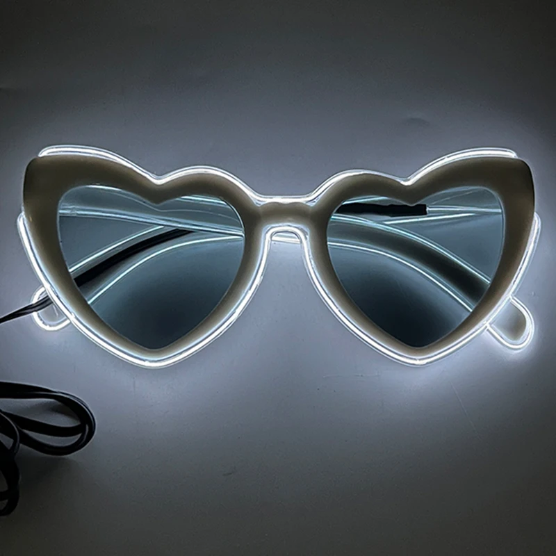 Fashion Women Goggle Heart Shape Sunglasses LED Luminous Love Heart Sunglasses Bride To Be Glasses Bachelorette Party Supplies