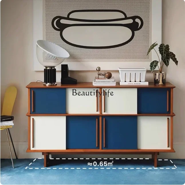 

Medieval solid wood dining side cabinet against the wall storage decorative cabinet