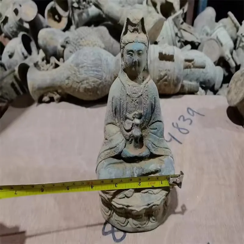 Old Bronze Be Unearthed, China Come From FOLK Collection Copper Guanyin Statue