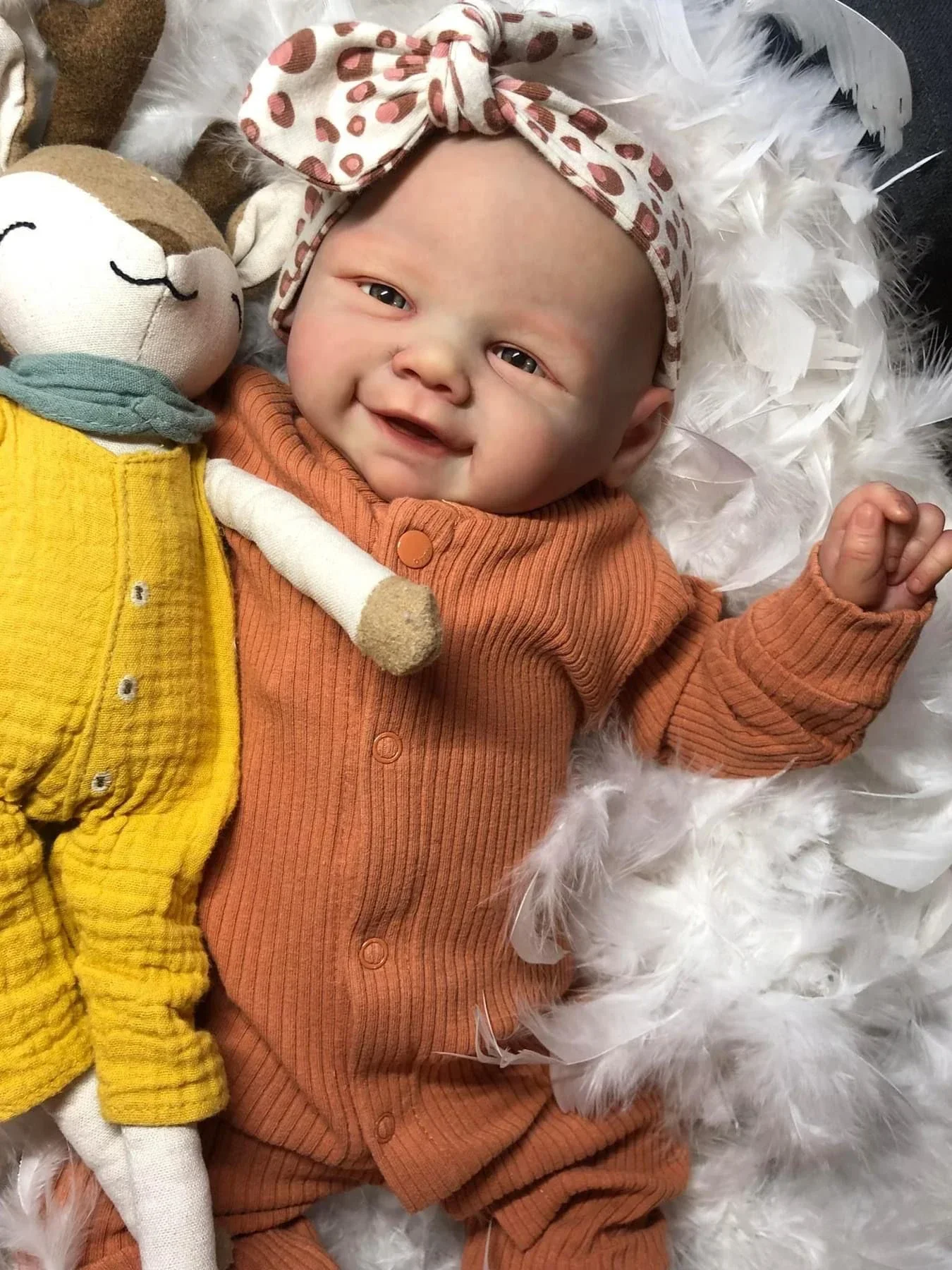 NPK 19inch Soft Body Reborn vivienne Lifelike Baby Doll with 3D Skin Multiple Layers Painting with hand draw Hair Touch Doll