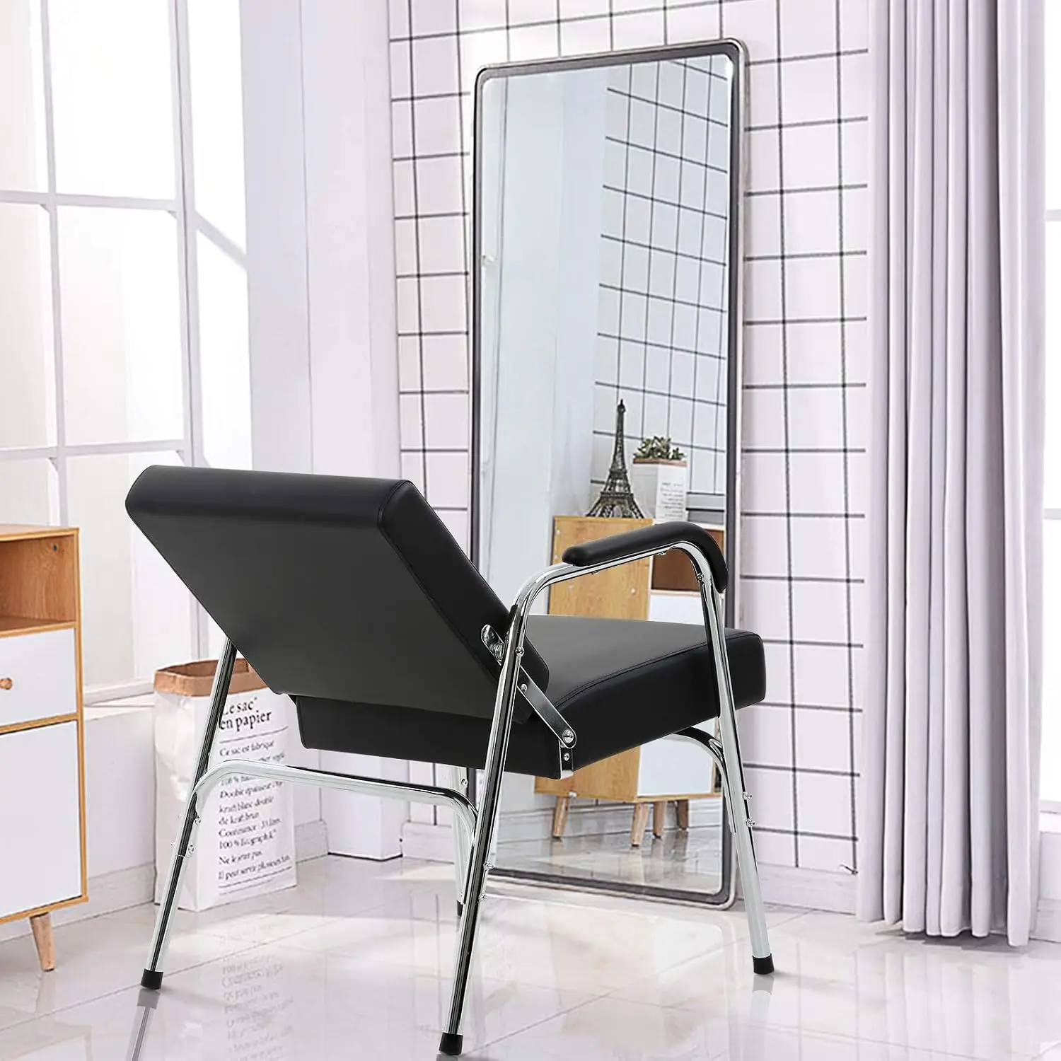 Salon Shampoo Chair Barber Chair Auto Reclining Barber, Extra Thick Seat and Durable Steel Construction, Salon Equipment Chairs