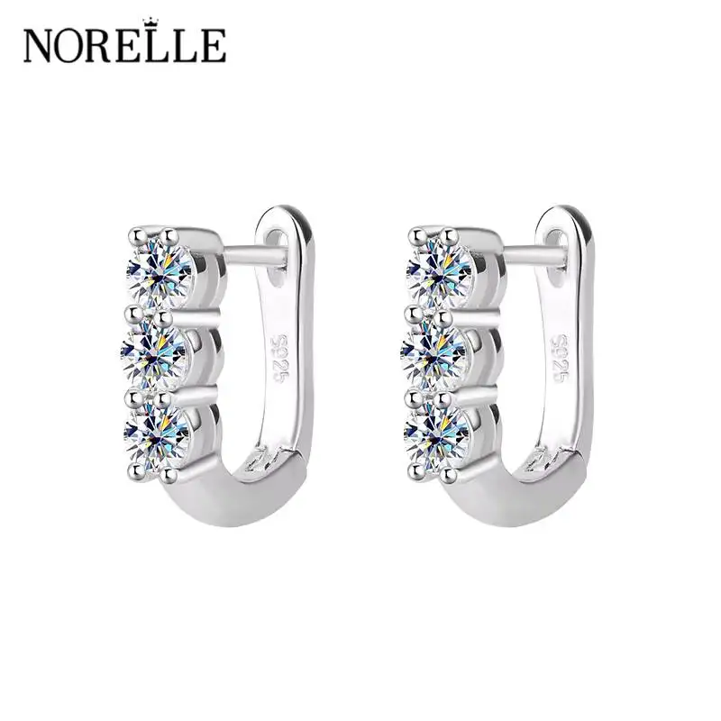 925 Sterling Silver Luxury Hoop Earrings for Women Verm Fine Jewelry with CZ VVS Moissanite U Shaped Luxury Hoop Earrings