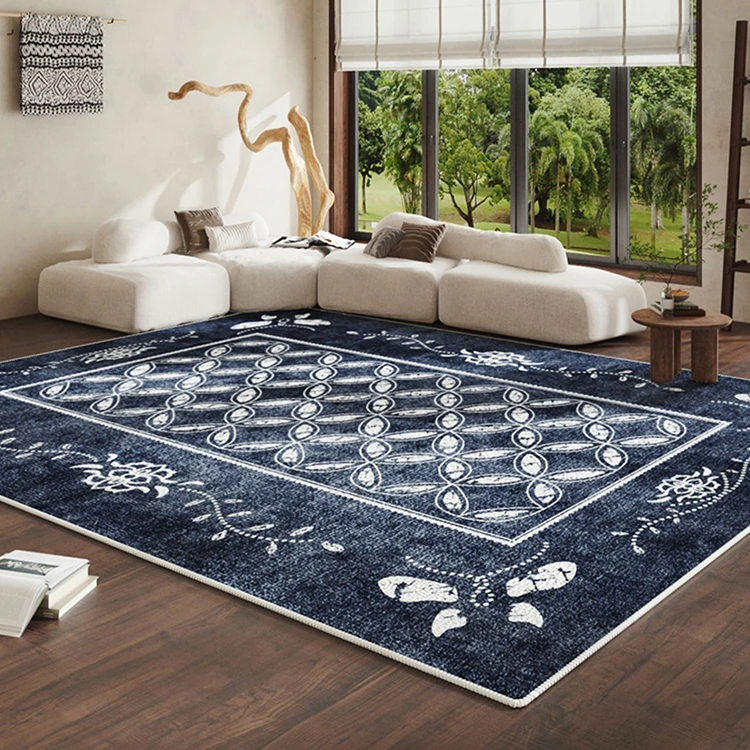 

Retro Art Persian Living Room Carpet Foldable Machine Washable Coffee Tables Plush Mat Light Luxury Fluffy Rug Ковер Tapis 러그