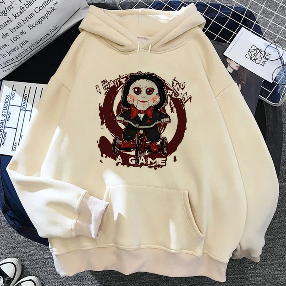 

Movie Saw Horror Head Torture hoodies women japanese long sleeve top 90s Korean style Hooded Shirt female graphic Pullover