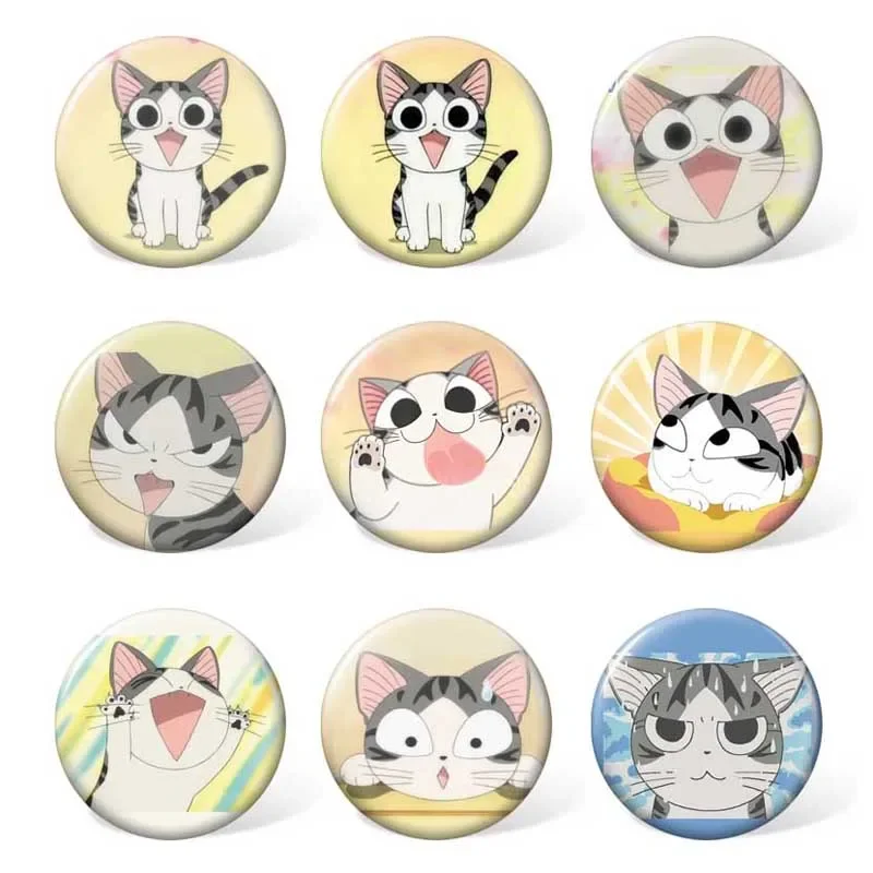 Sweet Cat Anime Cartoon Badge Fashion Cosplay Costume Brooches Accessories for Girl and Boy Gift Collection (9pcs/set )