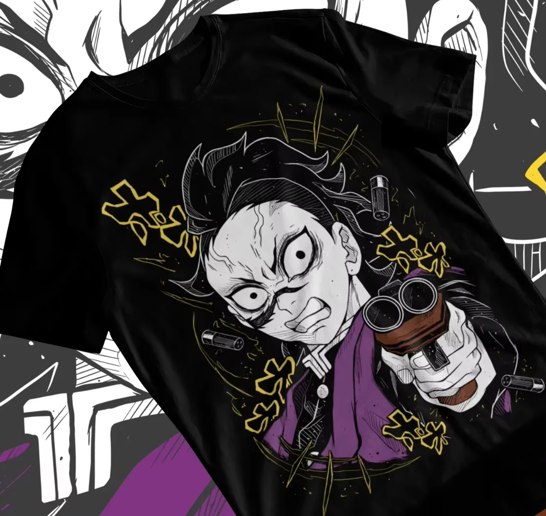 Demon Slayer Tanjiro Anime Genya Shinazugawa Bedrucktes T-Shirt für Herren und Damen, Herren-Top, Sport-T-Shirt, Sommer 2026 Neu
