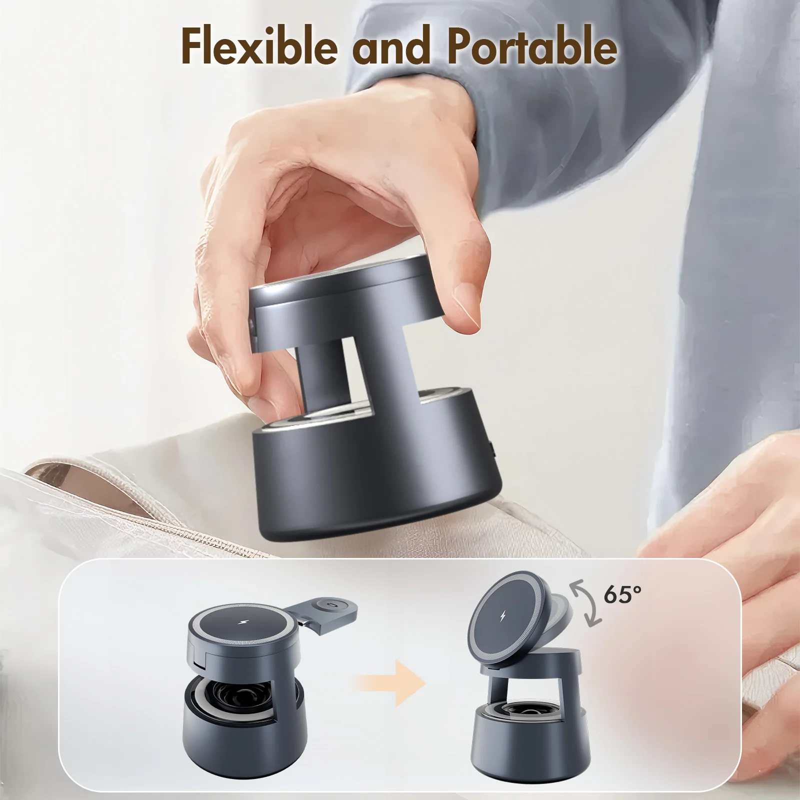 شواحن لاسلكية 15 وات 5 في 1 محمولة سريعة الشحن بلوتوث ضوء ليلي للسفر لهاتف آيفون 17 16 15 14 13 12 Apple Watch Airpods