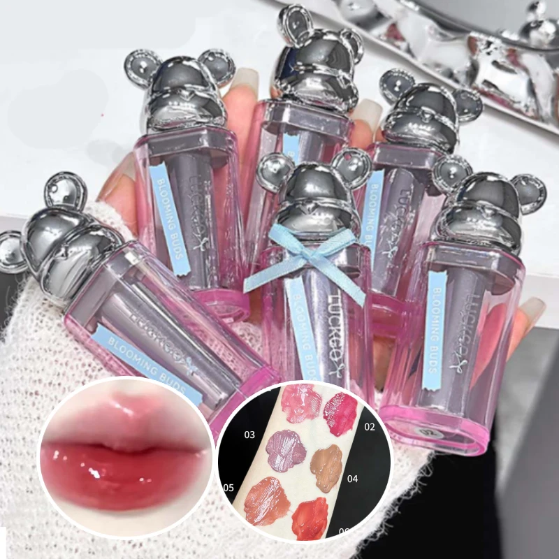 Bear Shuiguang lipstick, Korean show young, mirror Shuiguang glass lip, autumn and winter lipstick, makeup does not fade