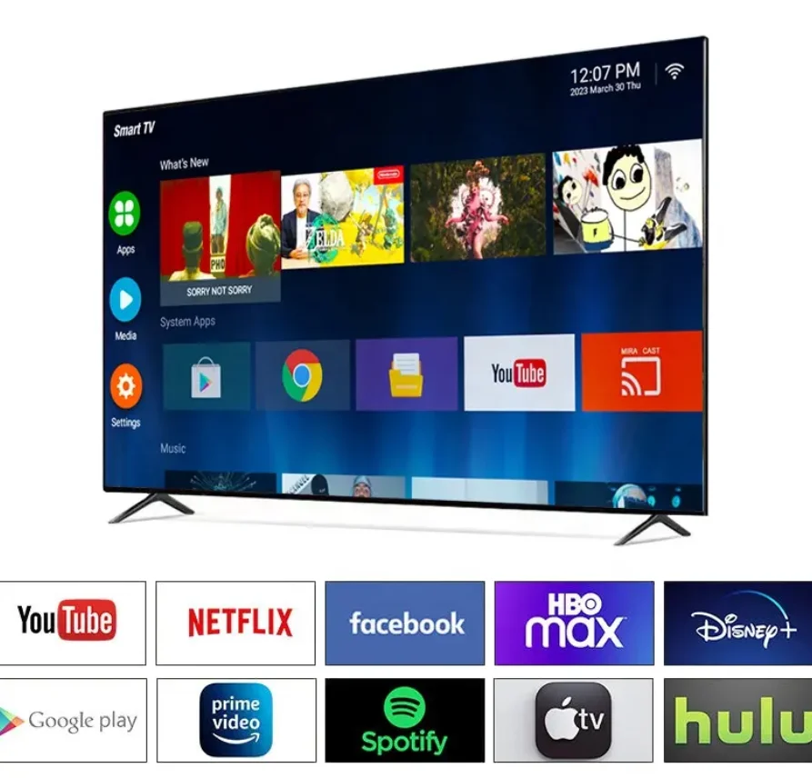 2025 تلفزيونات ذكية 4K LED مع WiFi - أطقم تلفزيون ذكية مقاس 43/55/65/75 بوصة